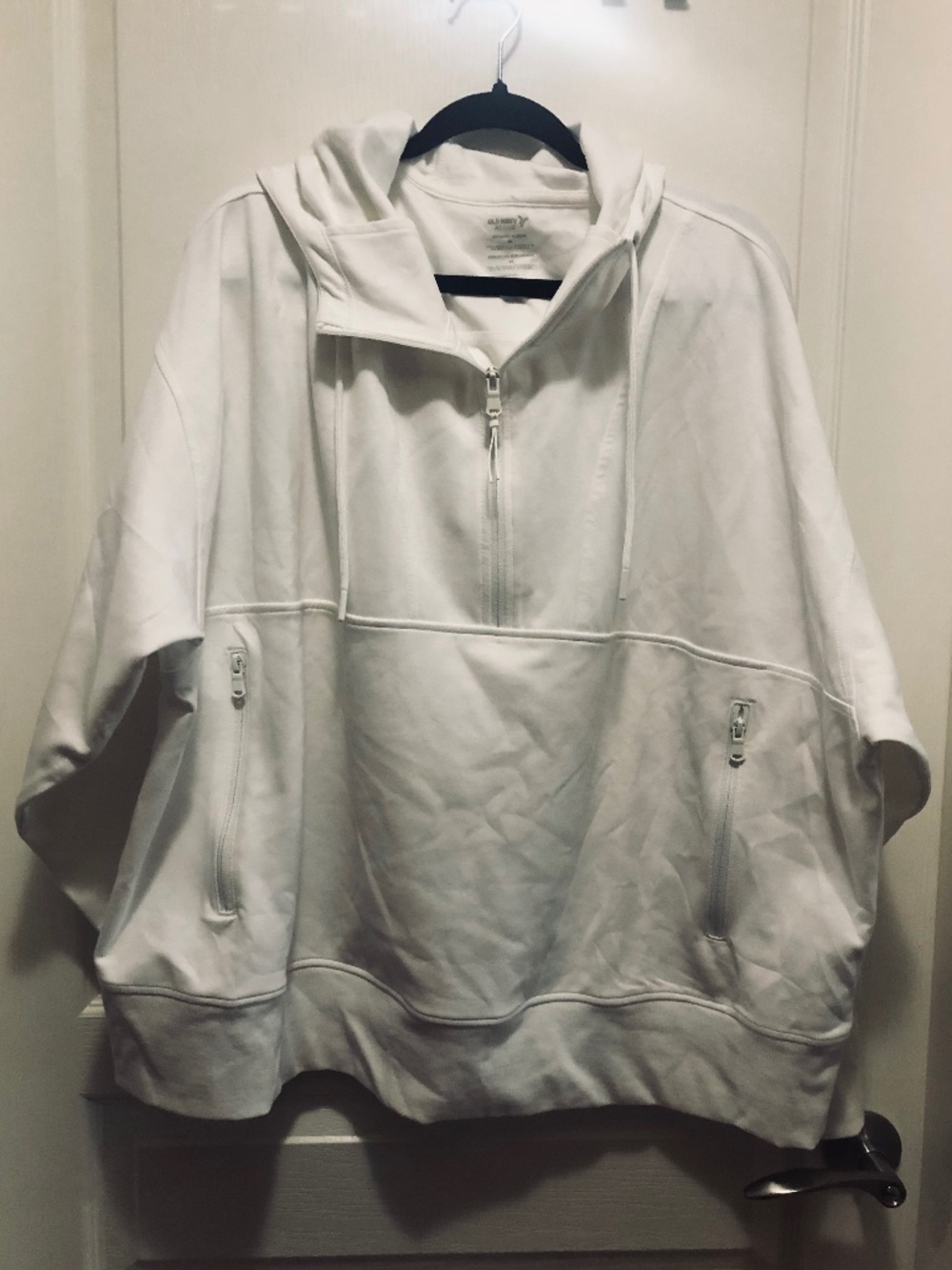 Women’s White 4X hoodie half zip pockets thumbholes